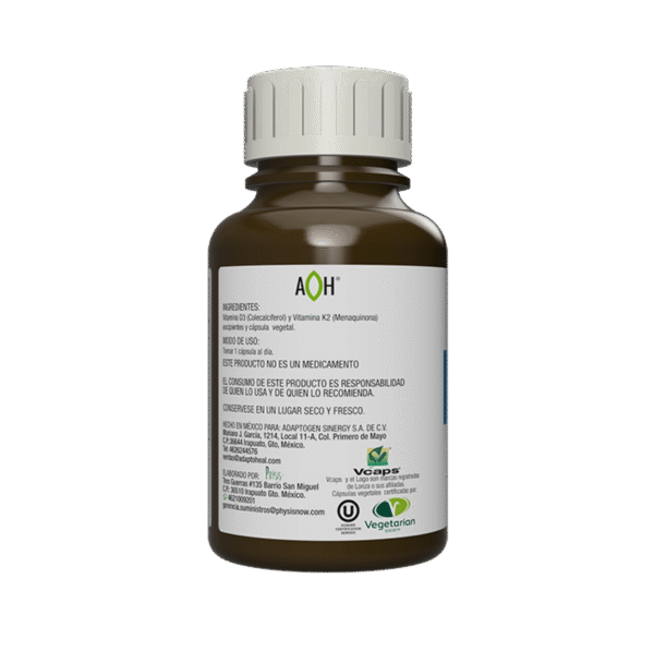 Vitamina D3 y K2 150 cápsulas | 500mg Adaptoheal® - Imagen 3